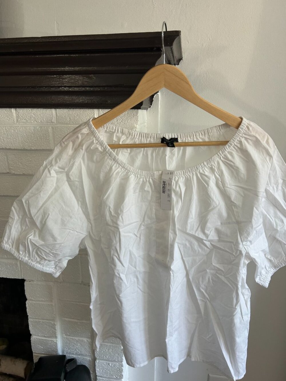 J. Crew Short Sleeve Poplin White Popover Blouse size Medium NWT